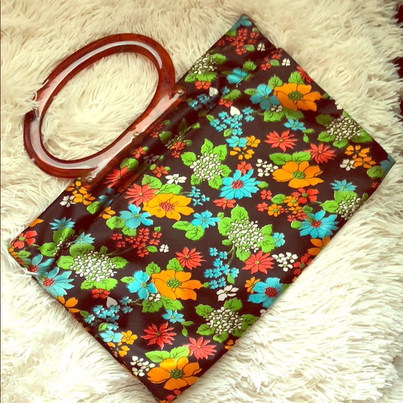 Vintage Handbags - 1960s Vintage Floral Convertible Handbag